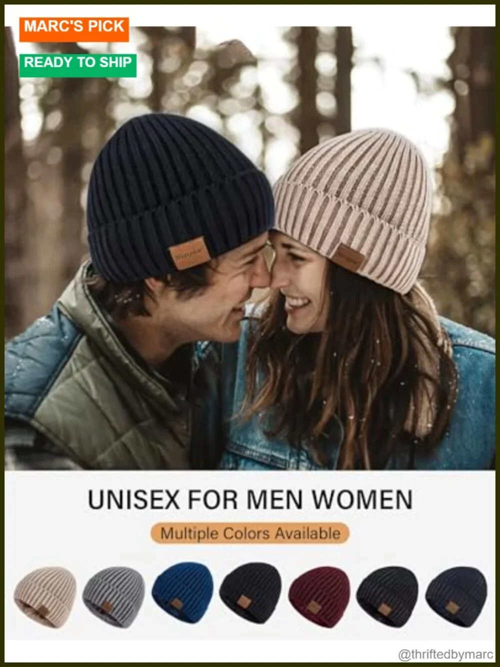 Winter Beanie Hats 3 Pack Fleece Lined Thermal Knit Skull Caps Unisex